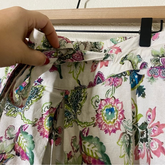 Soft Surroundings Jordan Linen Blend Shirt and Skirt Set in Cream Floral - Picture 6 of 12